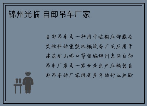 锦州光临 自卸吊车厂家